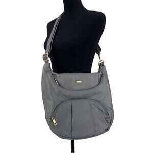 NWT TRAVELON Anti-Theft Round Hobo Bag Grey